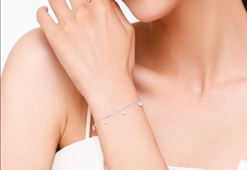 Pulseira Corrente Pontos Zircônia em Prata 925