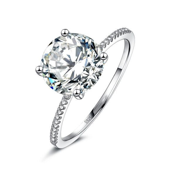 Anel Solitário Clássico Luxury em Prata 925