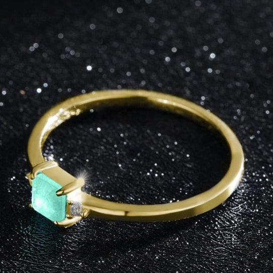 Anel Turmalina Paraíba Quadrada em Prata 925