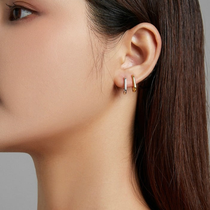 Brinco Argola Retangular em Prata 925