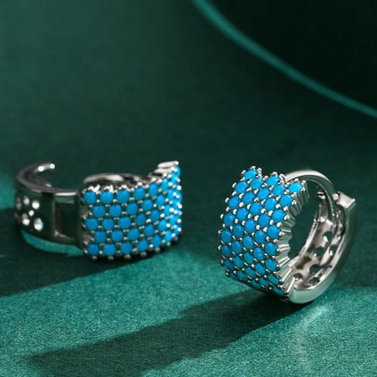 Brinco Turquesa Vintage em Prata 925