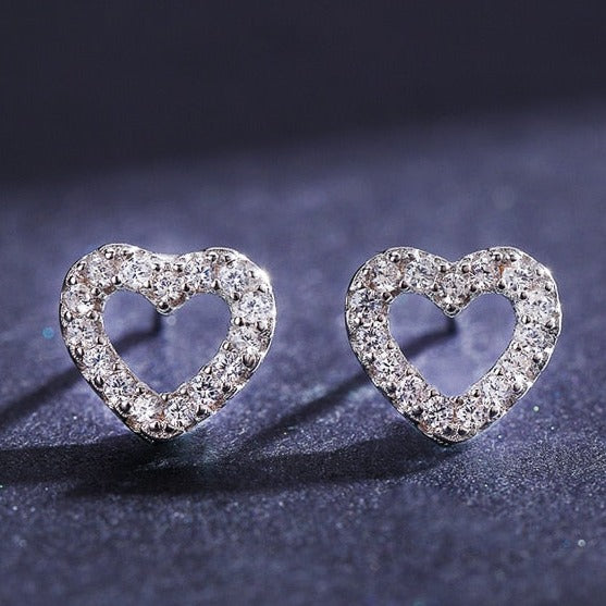 Brinco Coração Zircônia em Prata 925