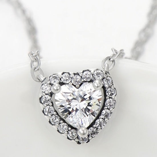 Colar Coração Duplo Zircônia em Prata 925