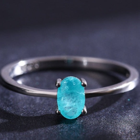 Anel Turmalina Paraíba Oval em Prata 925