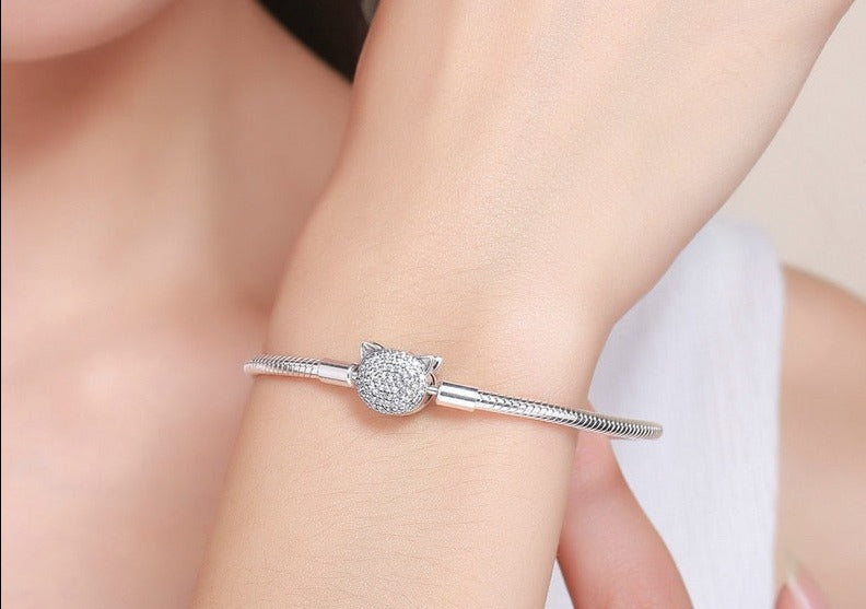 Pulseira Cute Cat em Prata 925