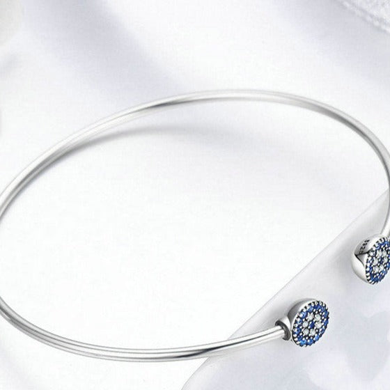 Pulseira Bracelete Aberto Olho Grego em Prata 925