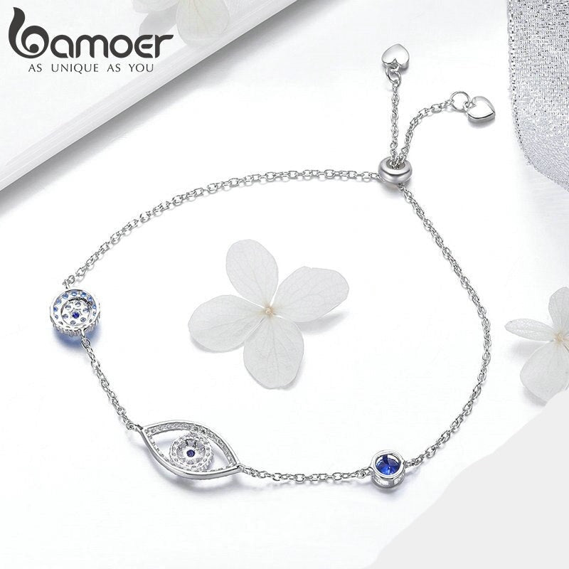 Pulseira Olho Grego Zircônia Azul em Prata 925