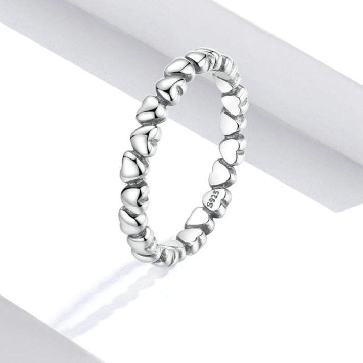Anel Corações Intercalados em Prata 925