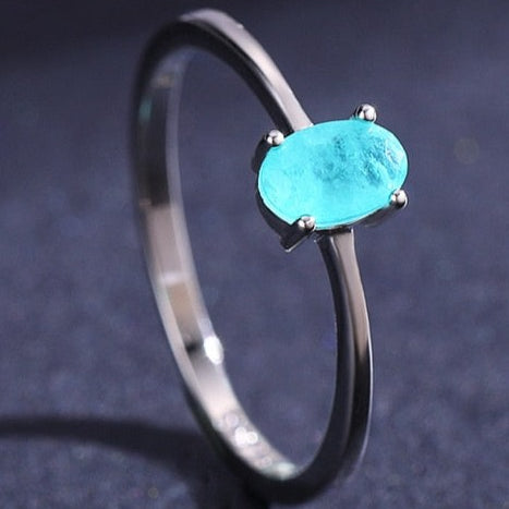 Anel Turmalina Paraíba Oval em Prata 925