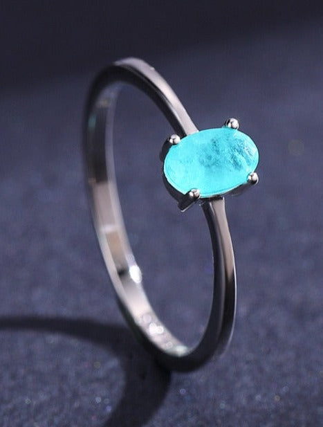 Anel Turmalina Paraíba Oval em Prata 925