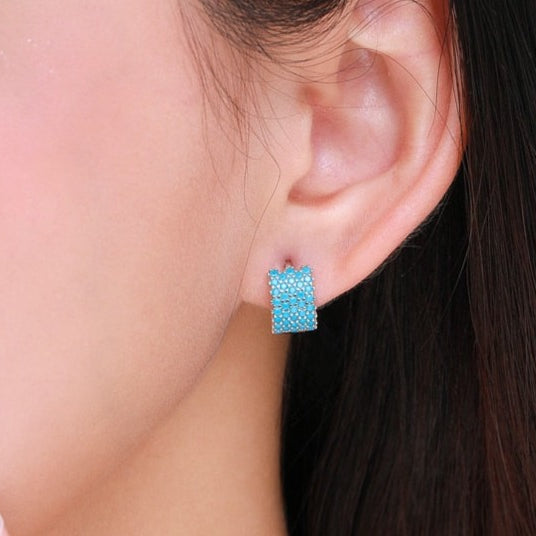 Brinco Turquesa Vintage em Prata 925