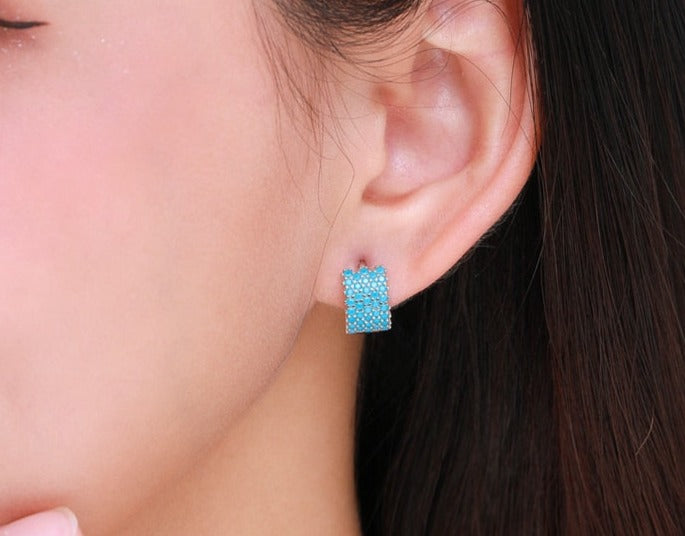 Brinco Turquesa Vintage em Prata 925