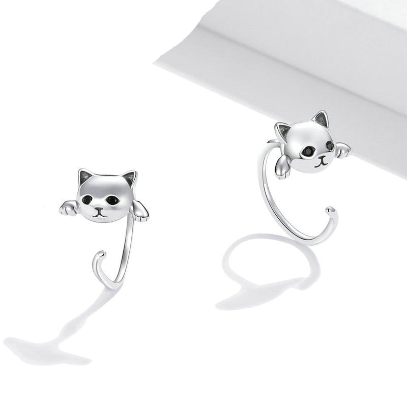 Brinco Gatinho Minimalista em Prata 925