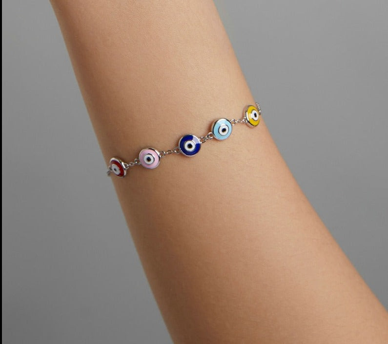 Pulseira Olho Grego Colors em Prata 925
