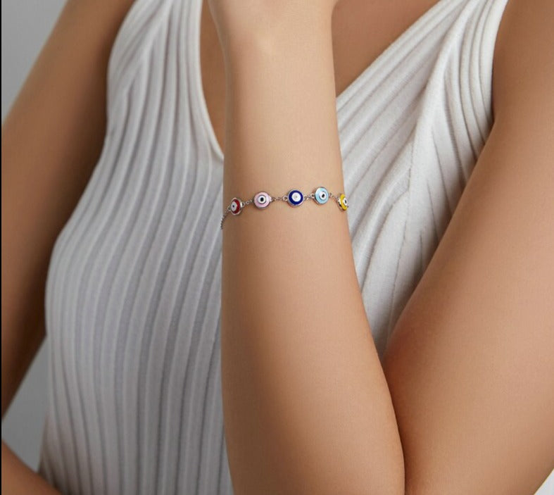 Pulseira Olho Grego Colors em Prata 925