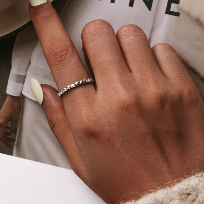 Anel Corações Intercalados em Prata 925