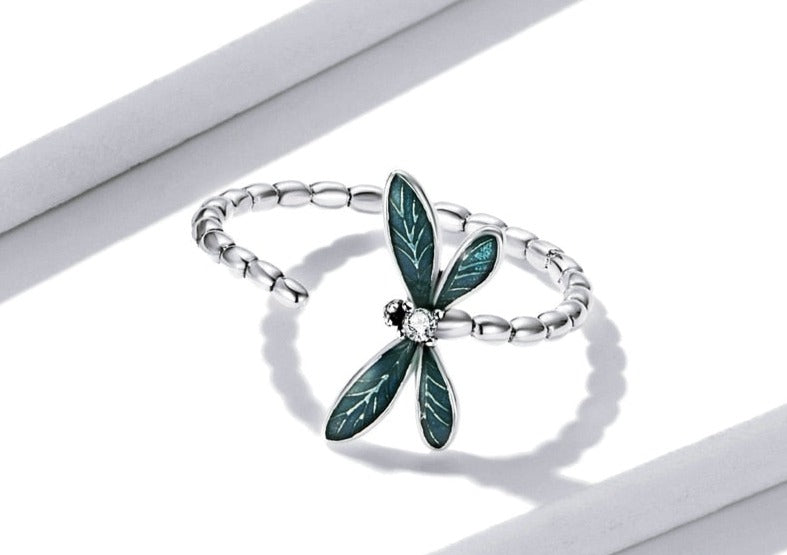 Anel Libélula Ajustável em Prata 925