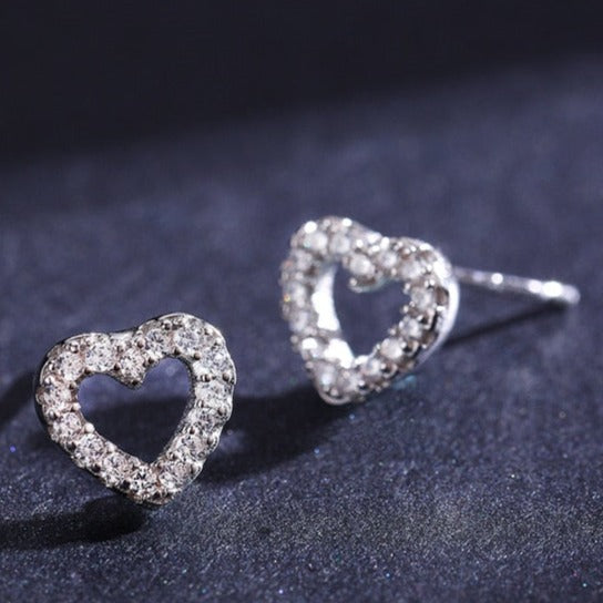 Brinco Coração Zircônia em Prata 925