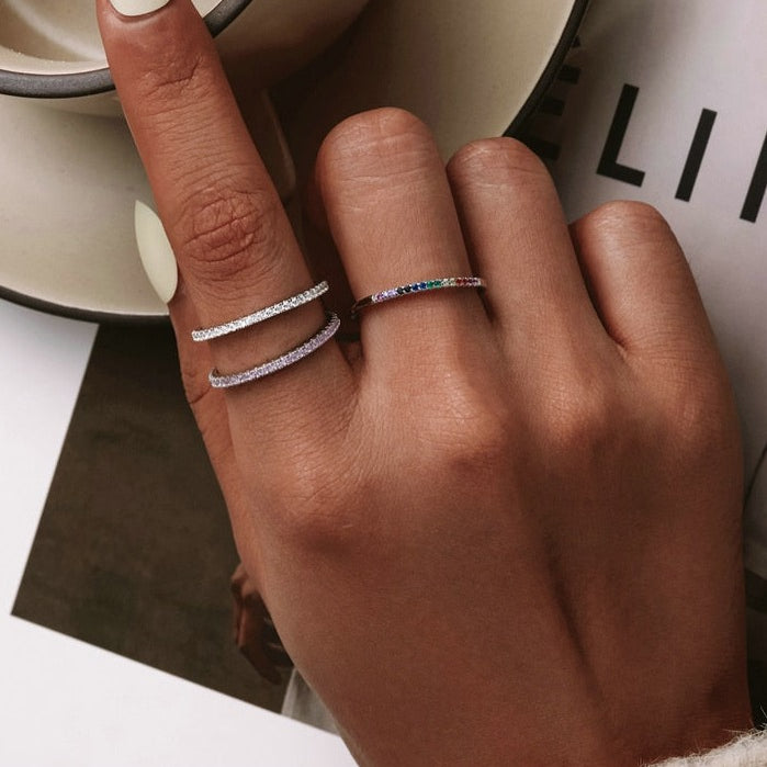 Anel Aparador Cravejado Zircônia em Prata 925