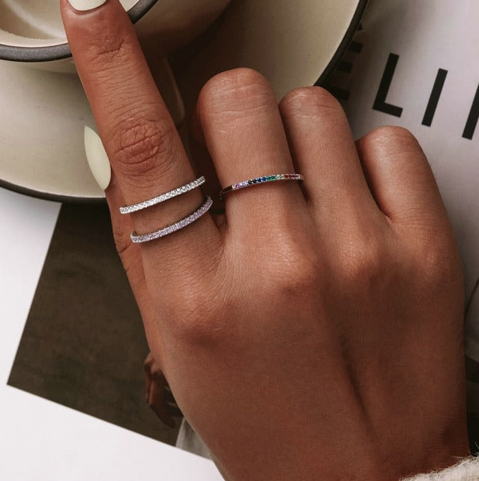 Anel Aparador Cravejado Zircônia em Prata 925