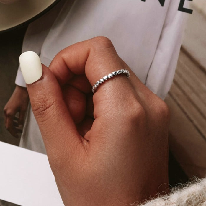 Anel Corações Intercalados em Prata 925