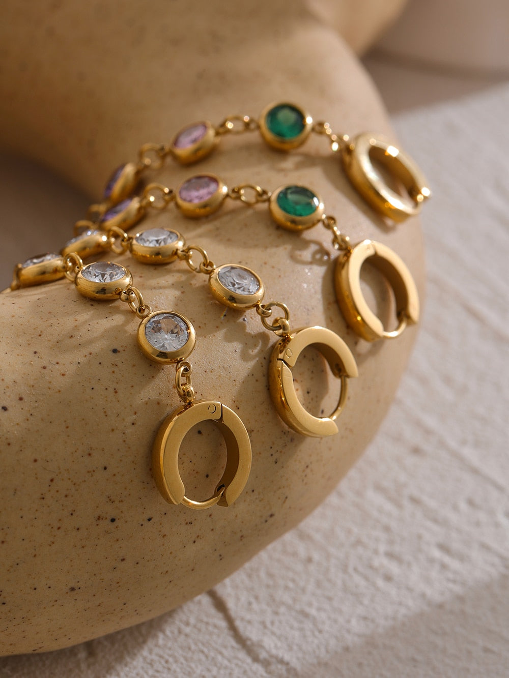 Brinco Pendente Circular Com Zircônia Ouro 18k