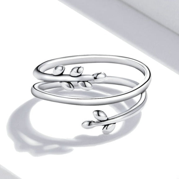 Anel Folhas Ajustável em Prata 925