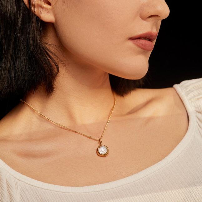 Colar Pendente Pérola Circular Ouro 18k