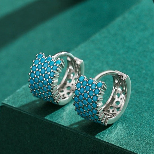 Brinco Turquesa Vintage em Prata 925