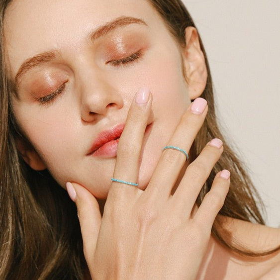 Anel Turquesa Cravejado em Prata 925