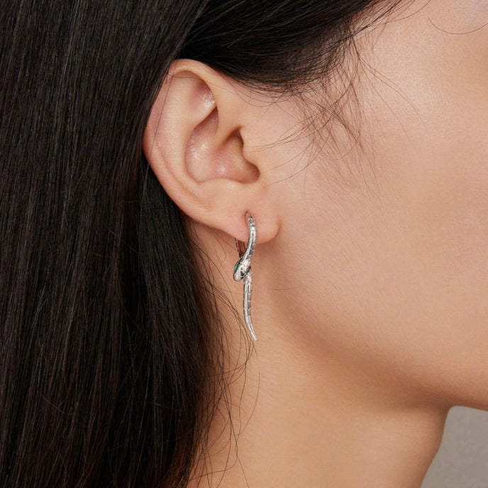 Brinco Serpente Zircônia Verde em Prata 925