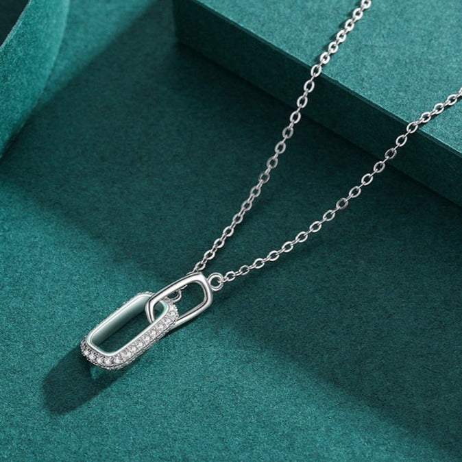 Colar Retângulo Duplo Entrelaçado em Prata 925