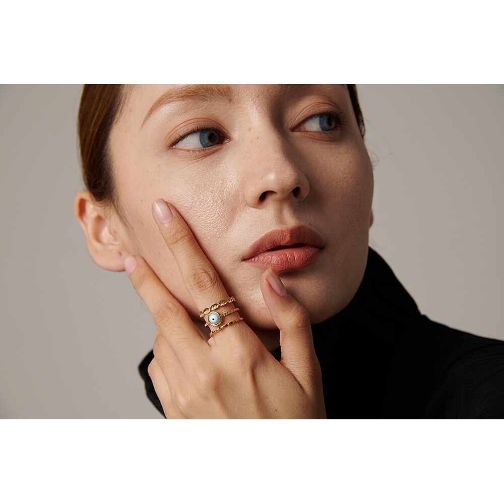 Anel Ajustável Olho Grego em Ouro