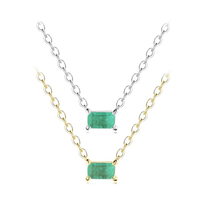 Colar Turmalina Retangular em Prata 925