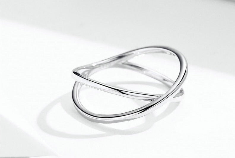 Anel Duplo Cruzado Clássico em Prata 925