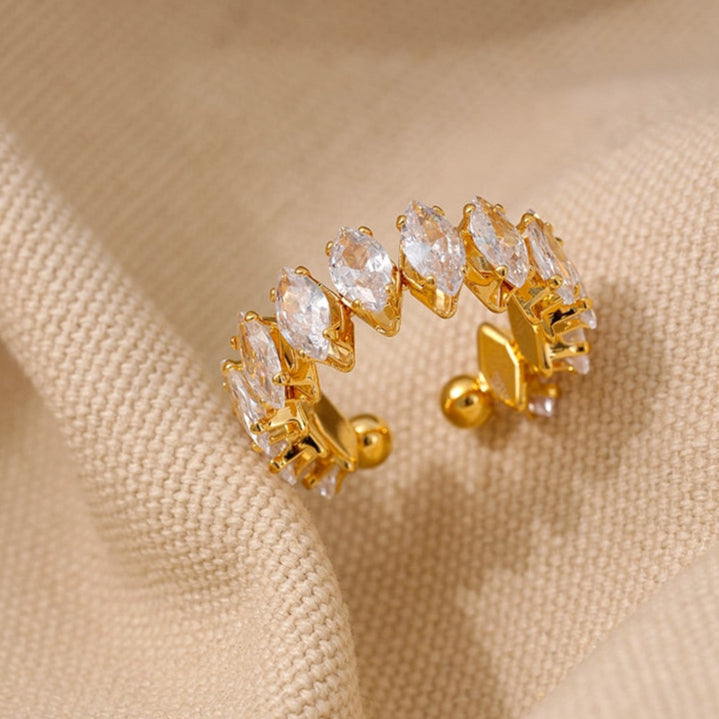 Anel Ajustável Royal Zircônias em Ouro