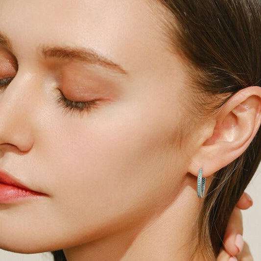 Brinco Turquesa Corações em Prata 925