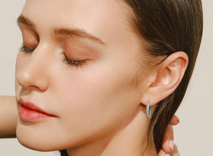 Brinco Turquesa Corações em Prata 925