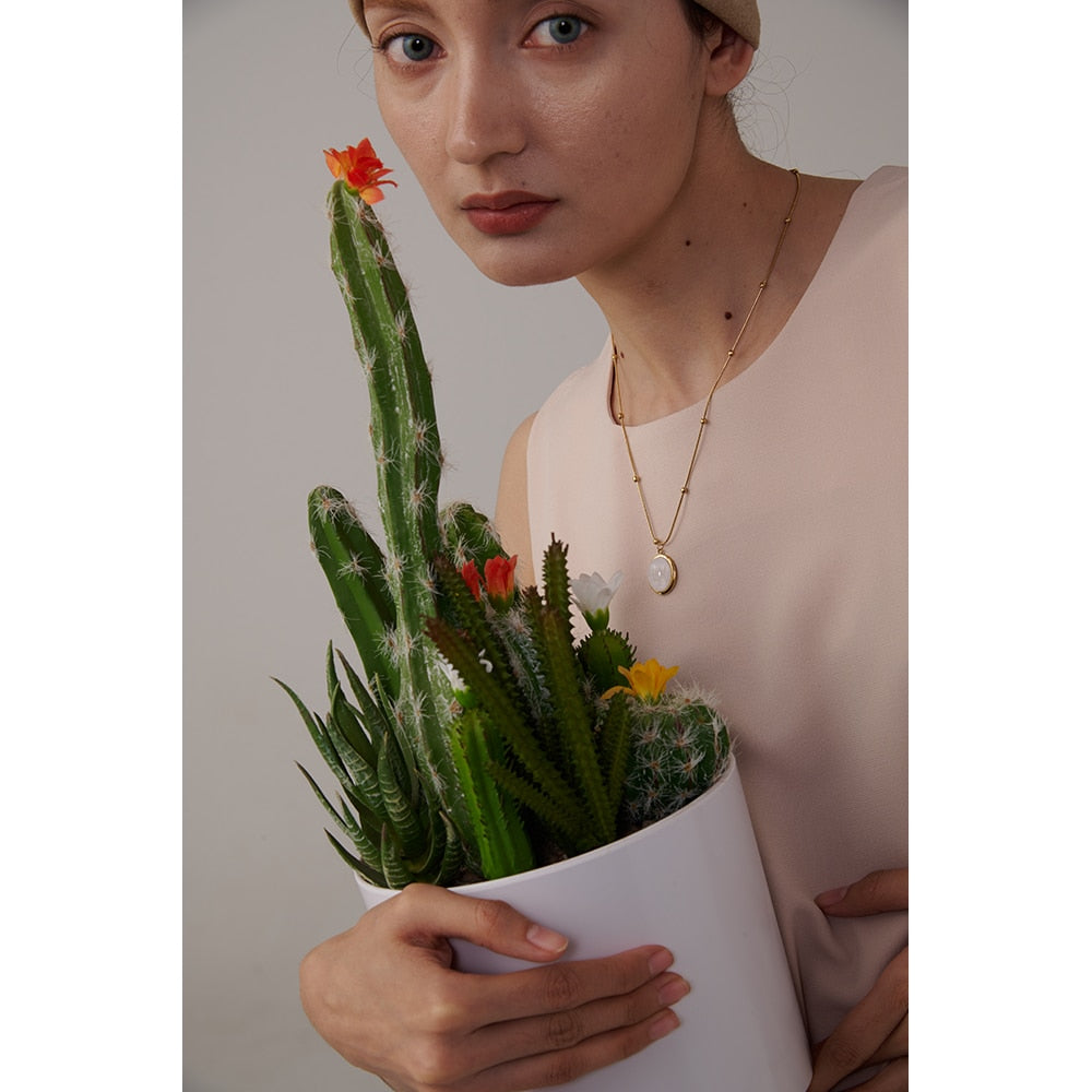 Colar Pendente Cristal Acqua Marine Ouro