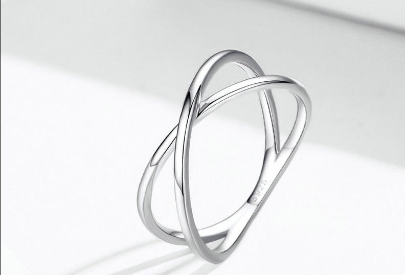 Anel Duplo Cruzado Clássico em Prata 925