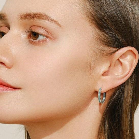 Brinco Turquesa Corações em Prata 925