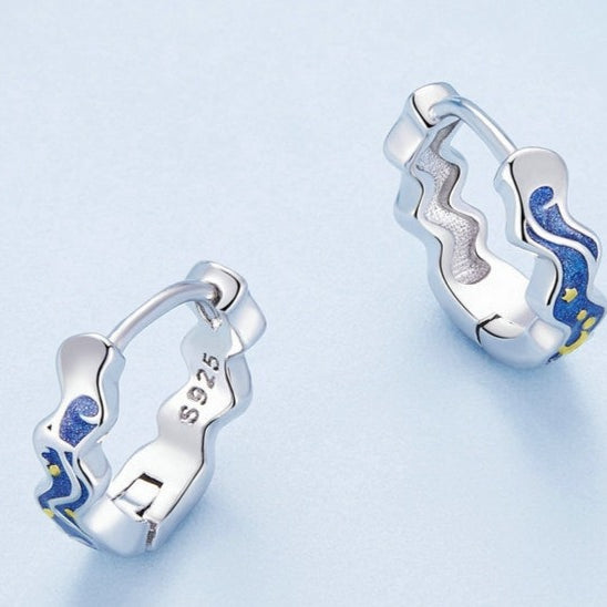 Brinco Noite Estrelada Van Gogh em Prata 925