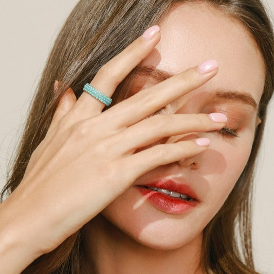 Anel Turquesa Cravejado Exclusive em Prata 925