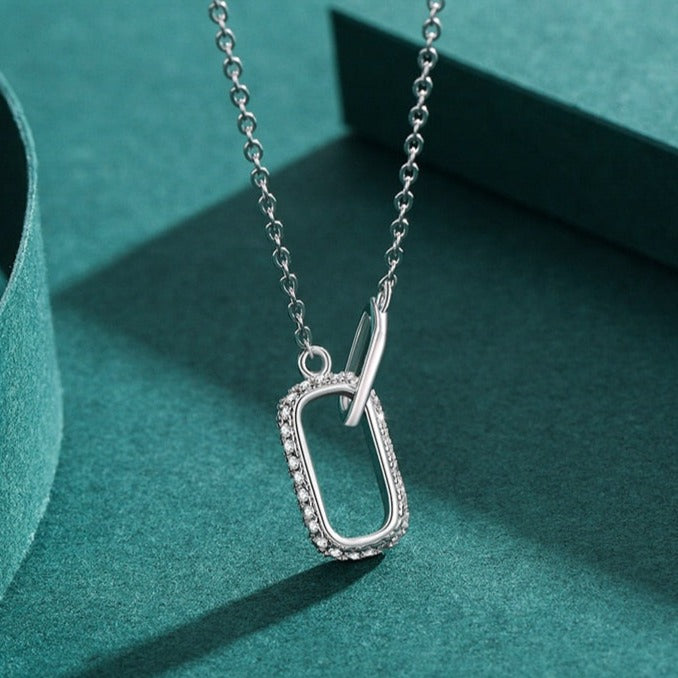 Colar Retângulo Duplo Entrelaçado em Prata 925