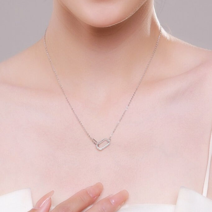 Colar Retângulo Duplo Entrelaçado em Prata 925