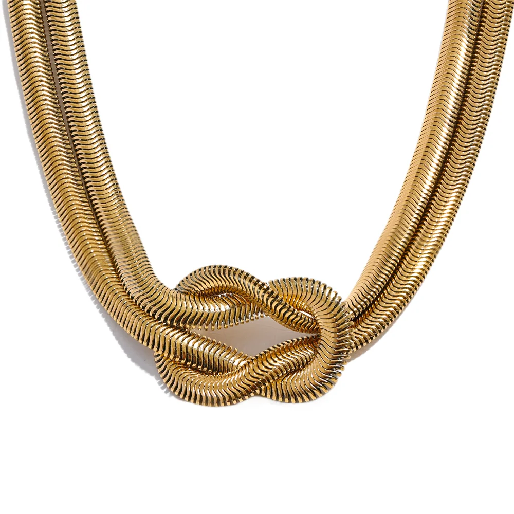 Colar Feminino Banhado Em Ouro 18k Nó Camadas
