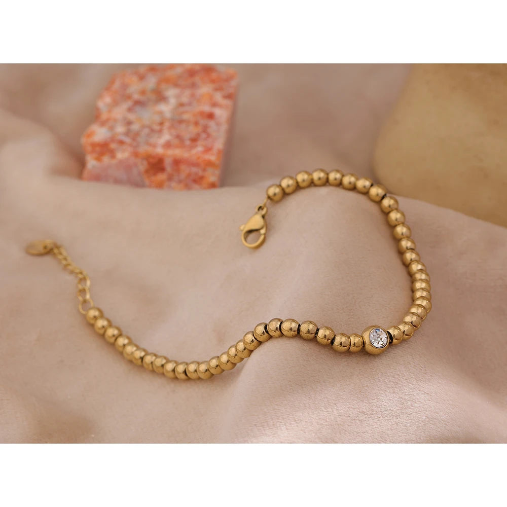 Pulseiras Esferas e Detalhe Zircônia