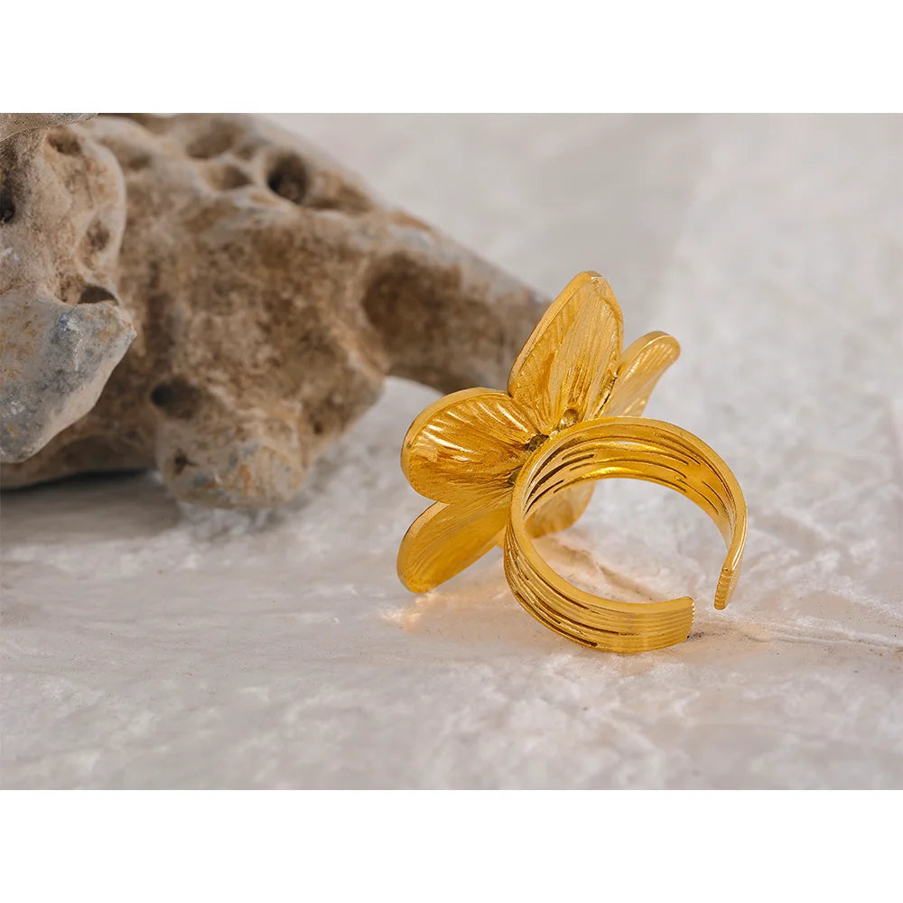 Anel Ajustável Flor Minimalista