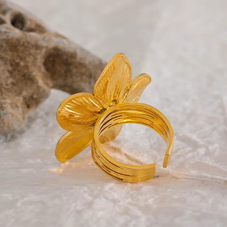 Anel Ajustável Flor Minimalista