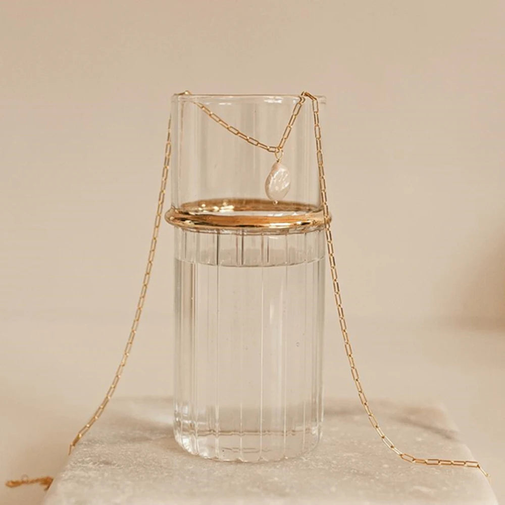Colar Pérola Natural Corrente Minimalista